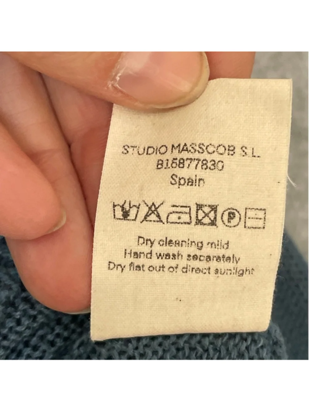 Masscob Linen Cotton V Neck Sweater M Blue Oversized Crop - Picture 9 of 11